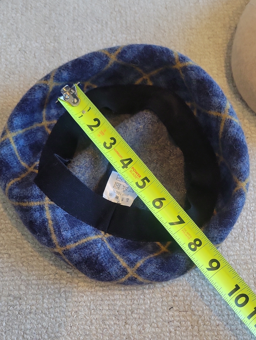 Blue Plaid Wool Beret & Cream Wool Beret - Set Of Two - Picture 6 of 7